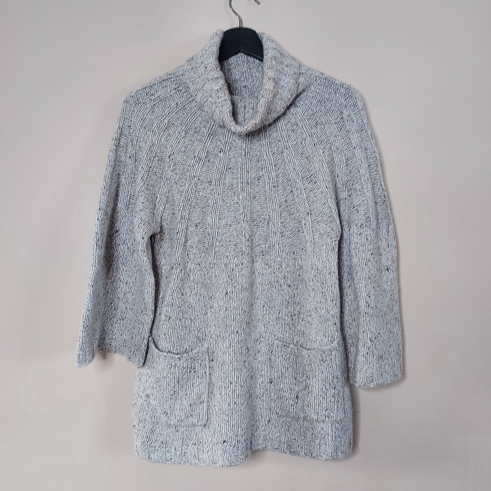 Autumn Cashmere pure cashmere cableknit oversized turtleneck sweater wit…